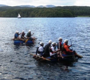 raft building, paddling, lake windermere, coniston water, stag ideas, stag party, hen weekend, raftbuild lake district, raft build cumbria